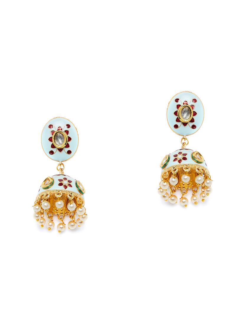 white metal jhumka earring - 16888070 - Zoom Image - 3