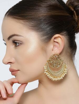 gold brass chandballi earring - 16888103 - Standard Image - 3