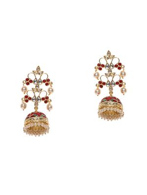 red brass jhumka earring - 16888121 - Standard Image - 3