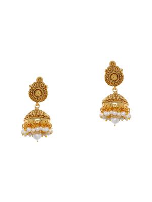 gold metal jhumka earring - 16888132 - Standard Image - 3