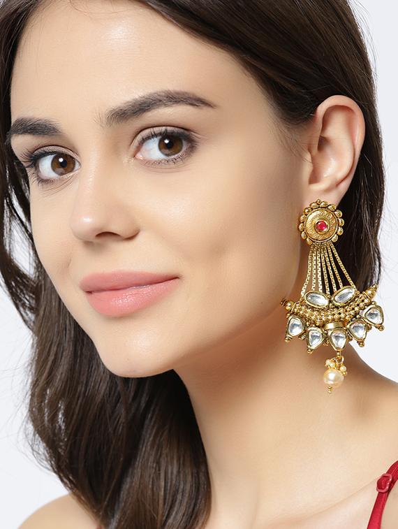 pink brass drop earring - 16889053 - Zoom Image - 3