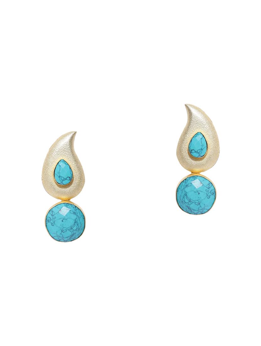 blue brass drop earring - 16889061 - Zoom Image - 3