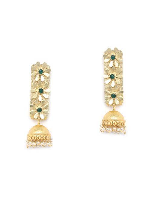 green metal jhumka earring - 16889066 - Standard Image - 1