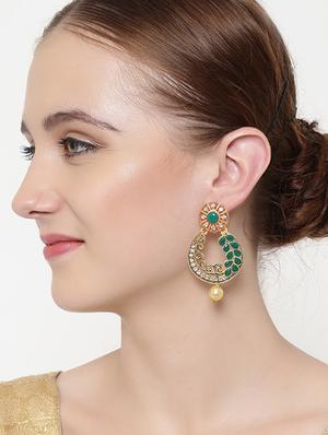 green brass chandballi earring - 16889079 - Standard Image - 3