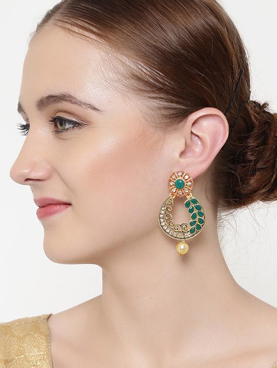 green brass chandballi earring - 16889079 - Zoom Image - 3
