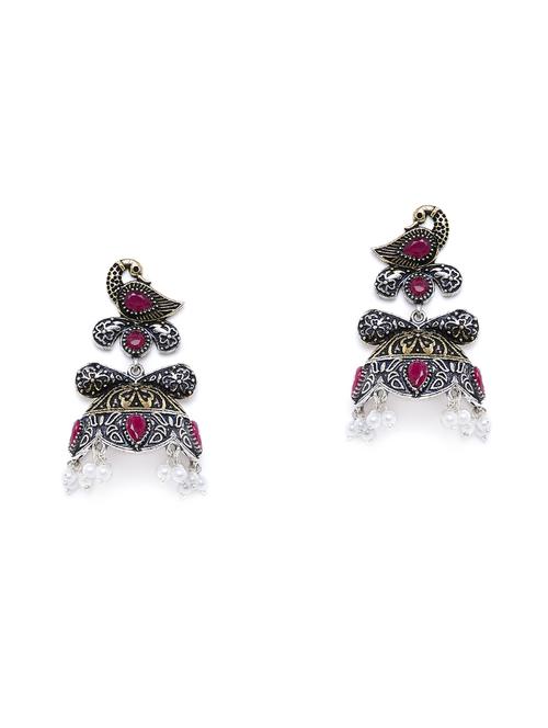 red brass jhumka earring - 16889109 - Standard Image - 1