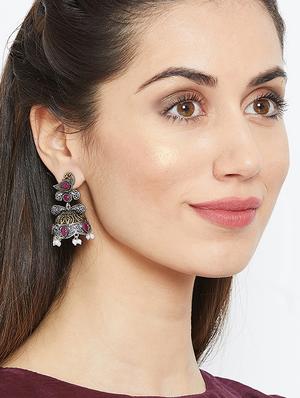 red brass jhumka earring - 16889109 - Standard Image - 3