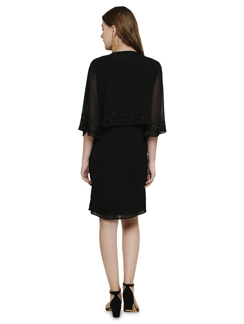 embellished detail solid a-line dress - 16889226 - Zoom Image - 3