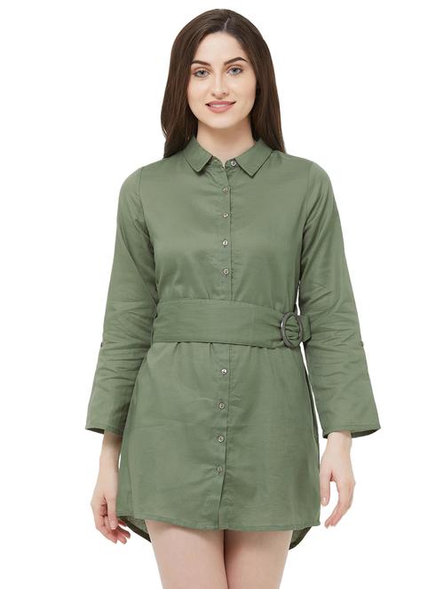 button-up belted high-low dress - 16889259 - Standard Image - 1
