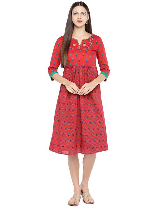 red cotton empire line dress - 16889918 - Standard Image - 1