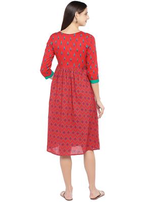red cotton empire line dress - 16889918 - Standard Image - 3