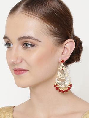 red metal chandellier earring - 16890195 - Standard Image - 3