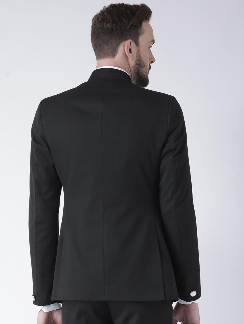 black solid bandhgala blazer - 16891121 - Zoom Image - 3