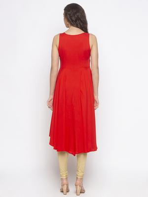 red rayon aline kurta - 16893419 - Standard Image - 3