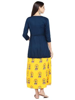 blue viscose aline kurta - 16893428 - Standard Image - 3