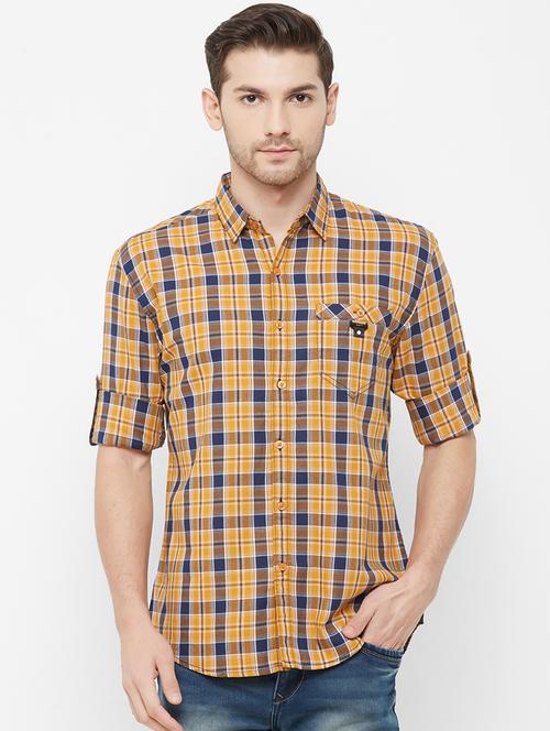 yellow checkered casual shirt - 16894073 - Very Small Image - 1