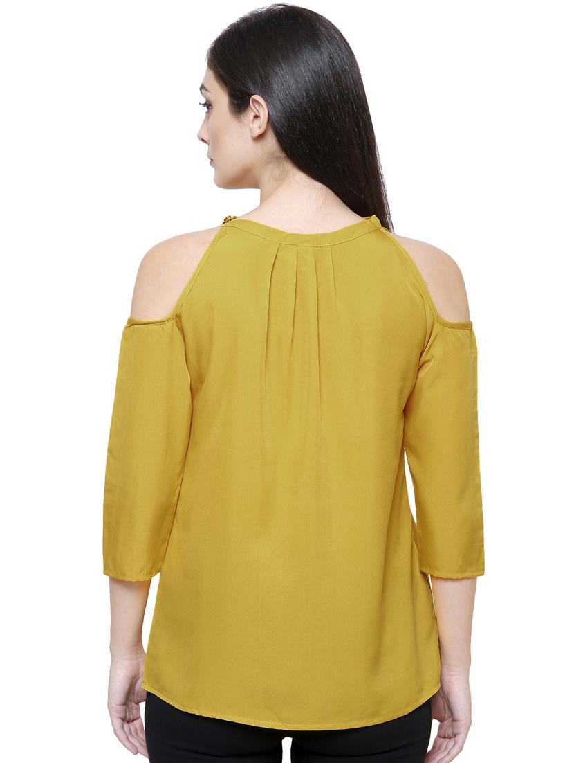 cold shoulder solid top - 16894989 - Zoom Image - 3