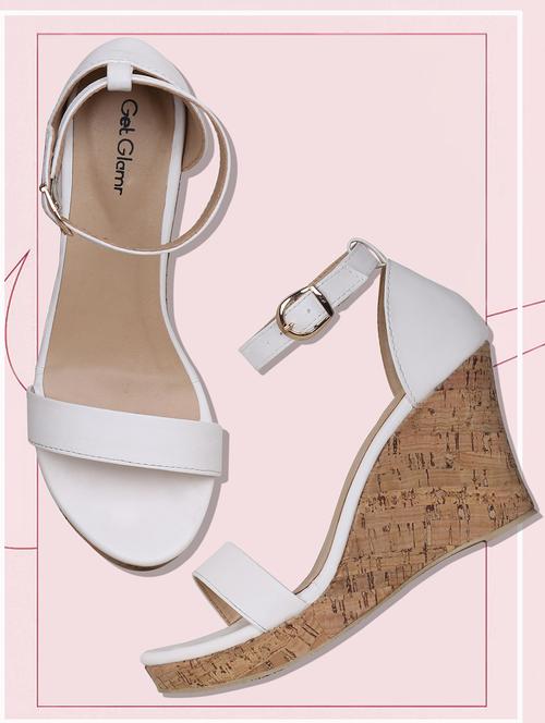 white ankle strap wedges - 16896576 - Standard Image - 1