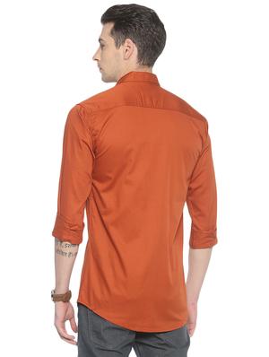orange solid casual shirt - 16903357 - Standard Image - 3