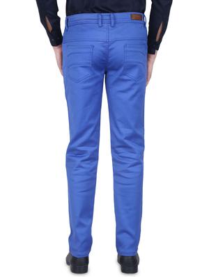 blue solid flat front casual trouser - 16904716 - Standard Image - 3