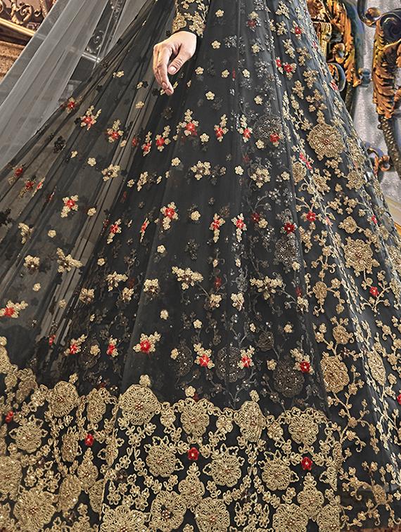embroidered semi-stitched suit - 16904810 - Zoom Image - 3