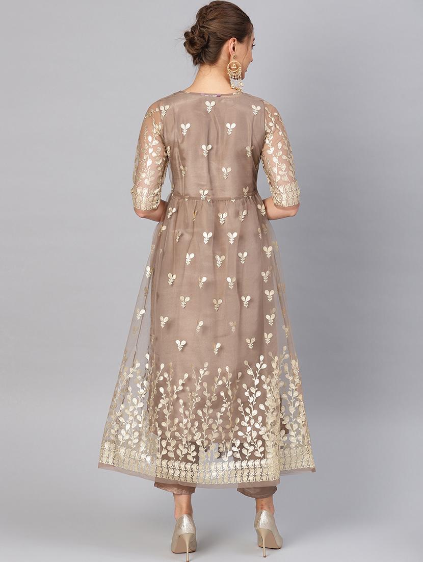 gold print kurta pant set - 16906866 - Zoom Image - 3