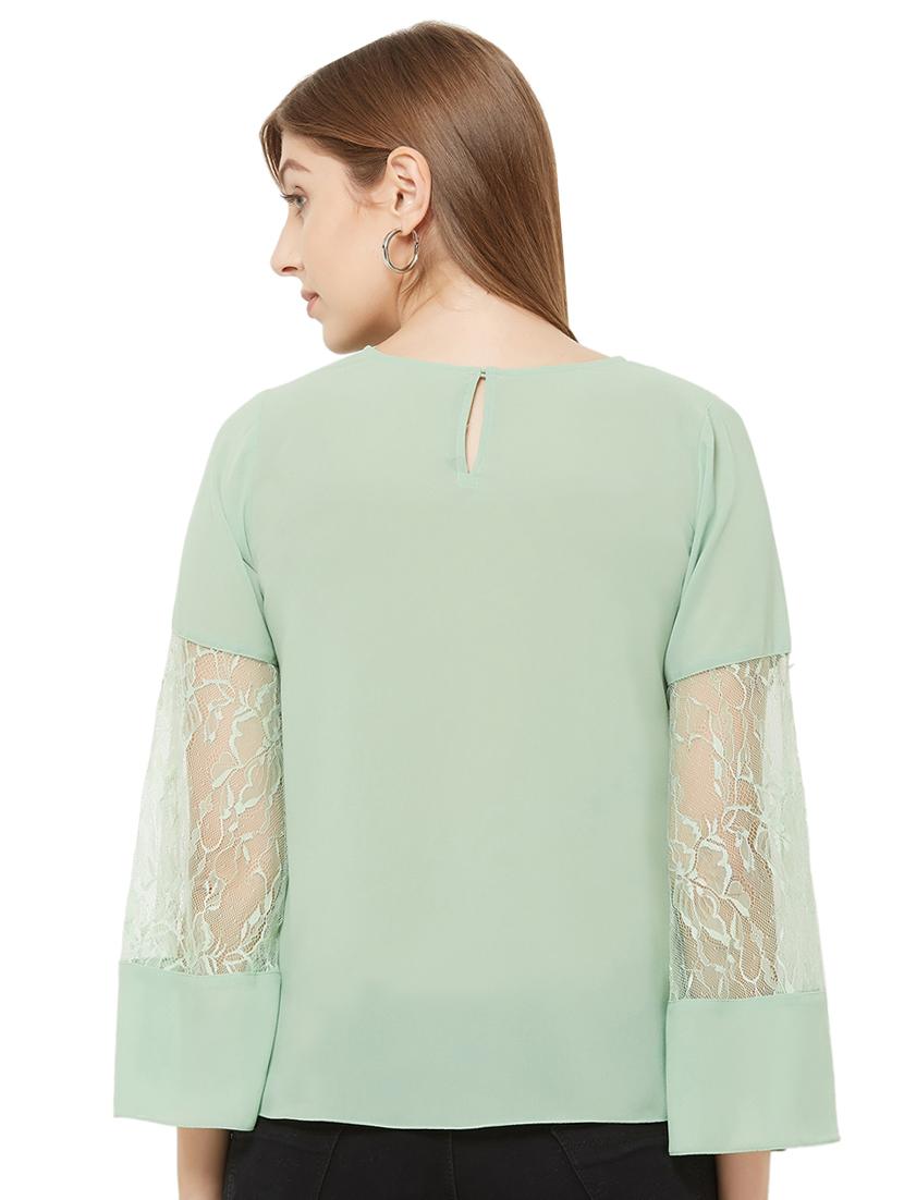 mesh panel bell sleeved top - 16907371 - Zoom Image - 3
