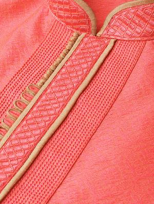 red jacquard kurta pyjama set - 16909262 - Standard Image - 3