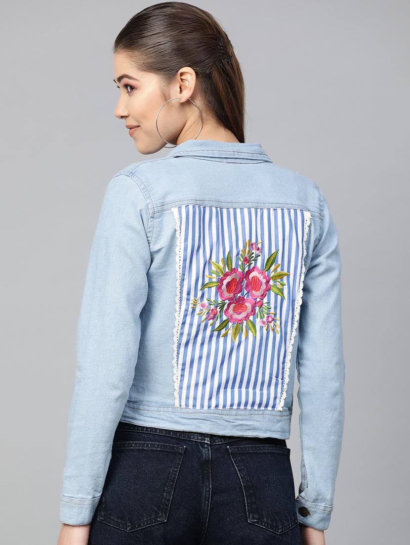 contrast panel denim jacket - 16909807 - Zoom Image - 3