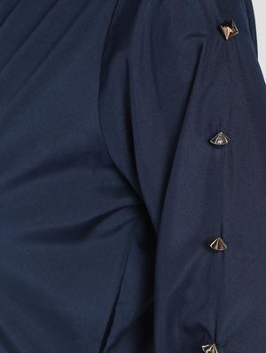 dark blue poly crepe regular top - 16911316 - Standard Image - 6