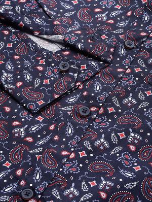 navy blue printed casual shirt - 16912403 - Standard Image - 6