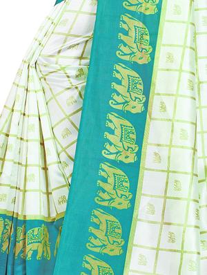 check printed saree with blouse - 16913782 - Standard Image - 3