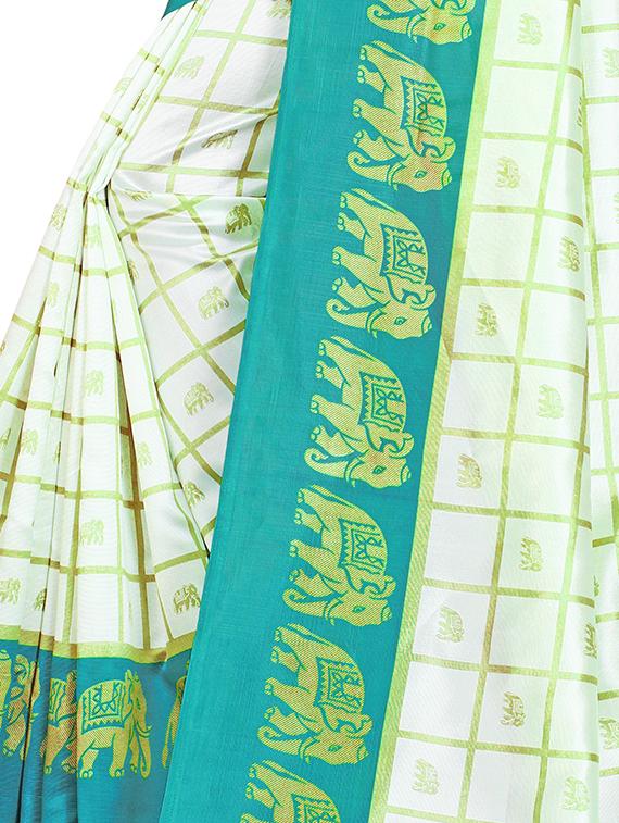 check printed saree with blouse - 16913782 - Zoom Image - 3
