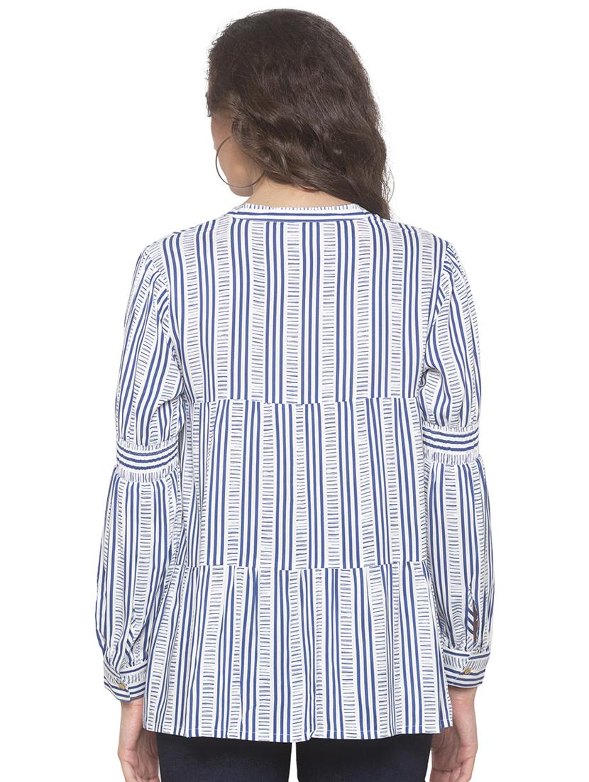 button up mandarin neck top - 16915605 - Zoom Image - 3