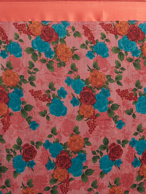 floral woven saree with blouse - 16915944 - Zoom Image - 3