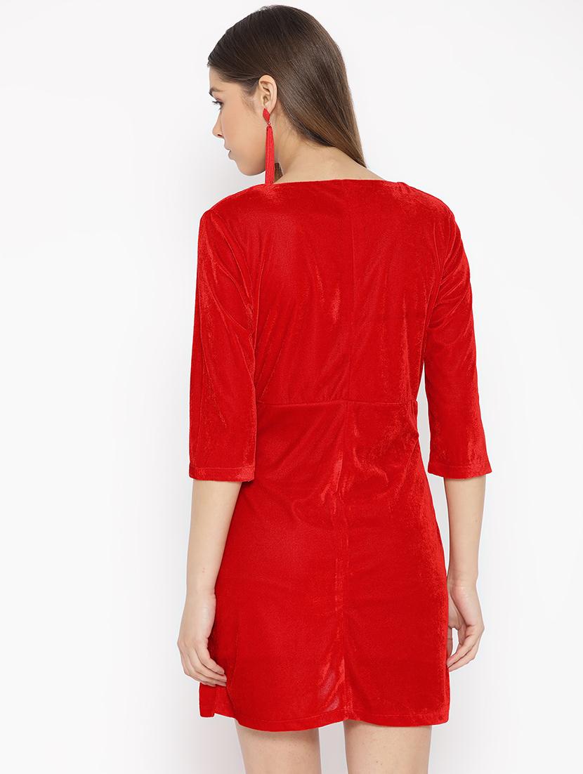 overlap detail velvet sheath dress - 16921431 - Zoom Image - 3