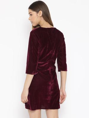 overlap detail velvet sheath dress - 16921432 - Standard Image - 3
