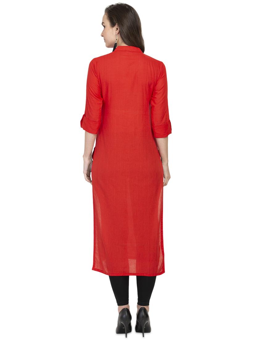 solid straight kurta - 16923472 - Zoom Image - 3