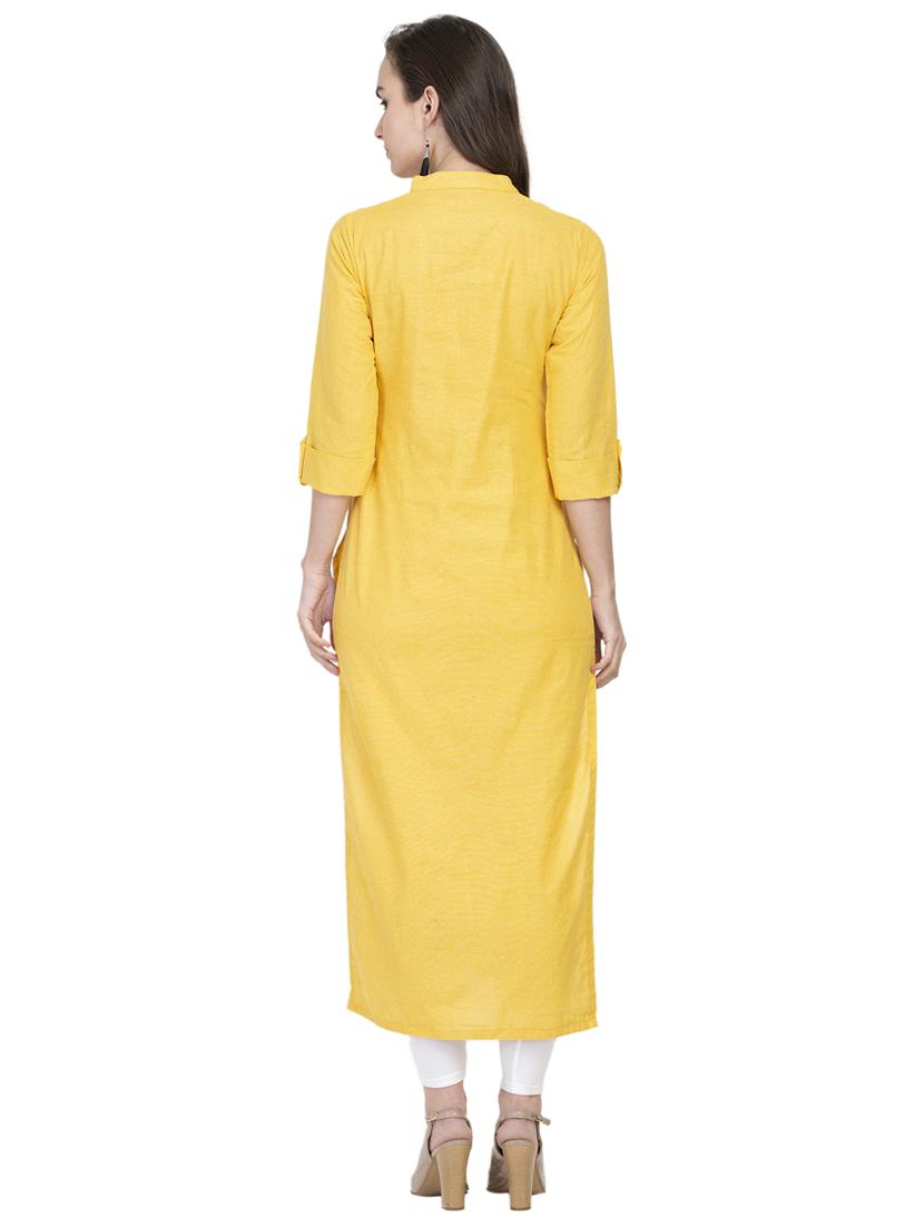 solid straight kurta - 16923477 - Zoom Image - 3