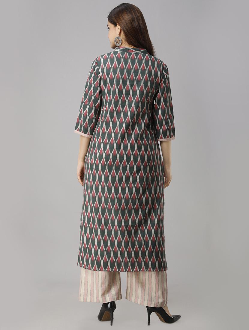 multi colored cotton kurta palazzo set - 16924076 - Zoom Image - 3