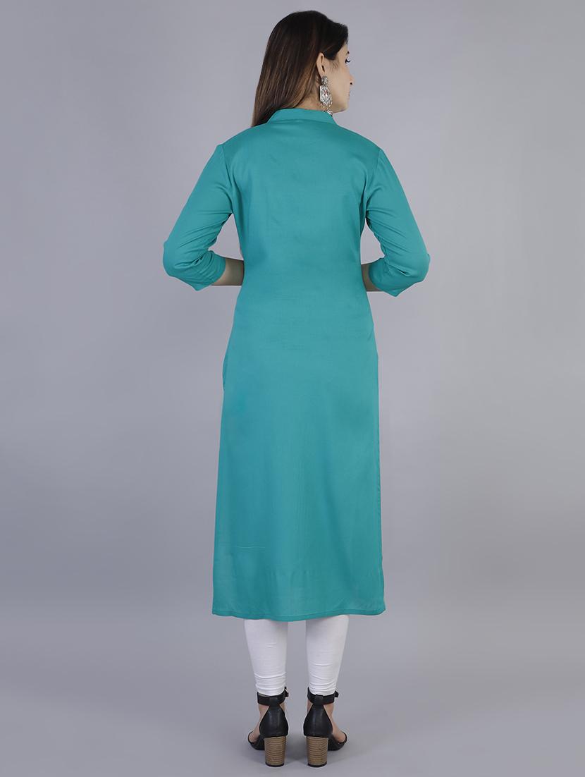 solid straight kurta - 16924929 - Zoom Image - 3