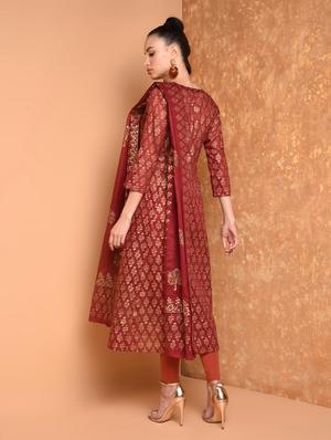 block print kurta dupatta set - 16925386 - Standard Image - 3