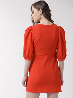 puff sleeves wrap dress - 16925839 - Standard Image - 3