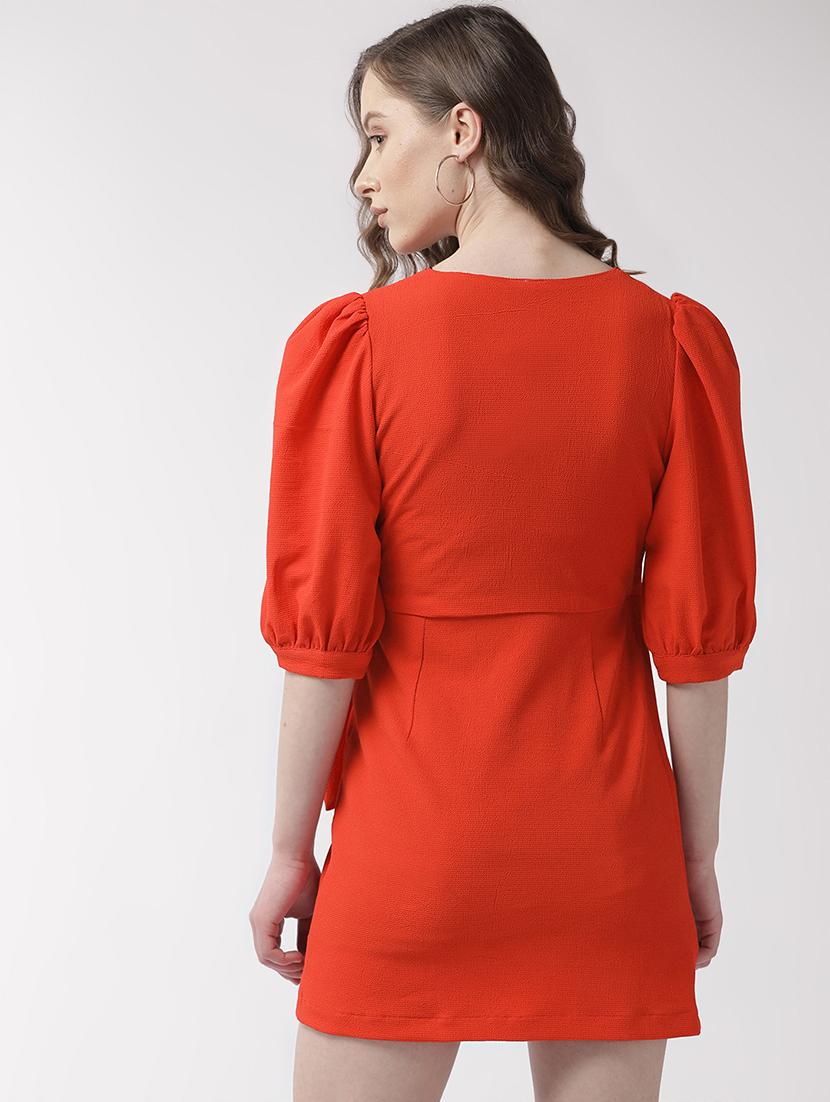 puff sleeves wrap dress - 16925839 - Zoom Image - 3