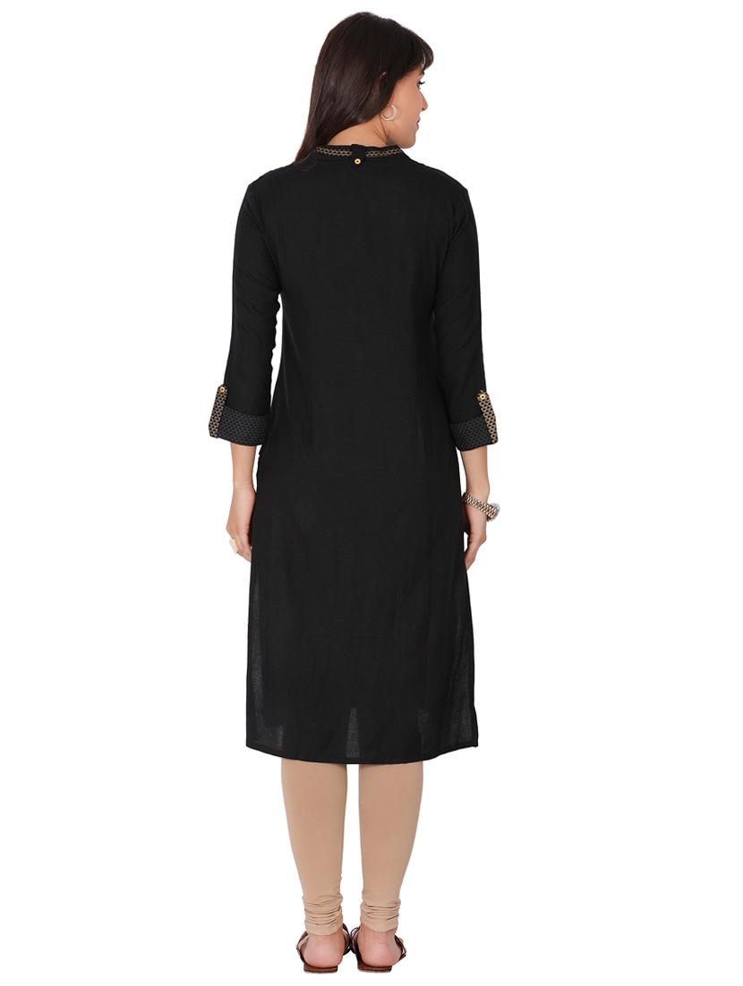 solid straight kurta - 16926254 - Zoom Image - 3