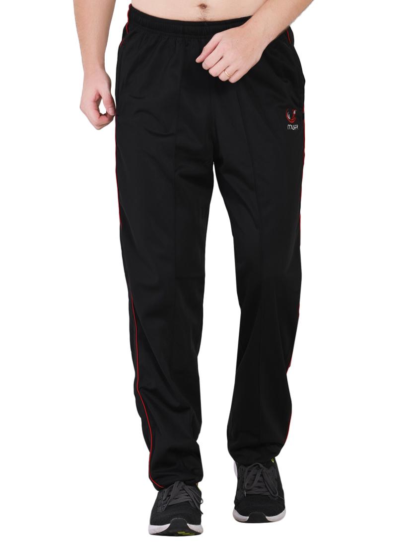 black solid full length track pant