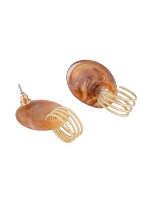 brown metal studs earring - 16936201 - Standard Image - 3