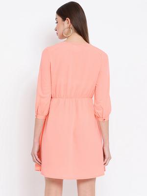 gather detail button up a-line dress - 16936469 - Standard Image - 3