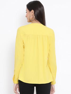 mandarin neck solid shirt - 16936603 - Standard Image - 3