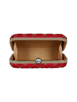 red faux silk box clutch - 16939267 - Standard Image - 3